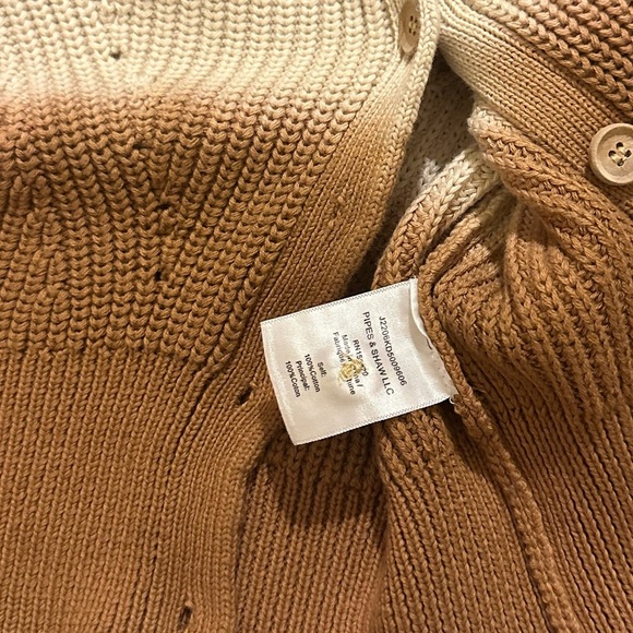 Veronica Beard Parula Dip Dye Cotton Cardigan - Navy/Cream/Beige XS - Picture 6 of 6